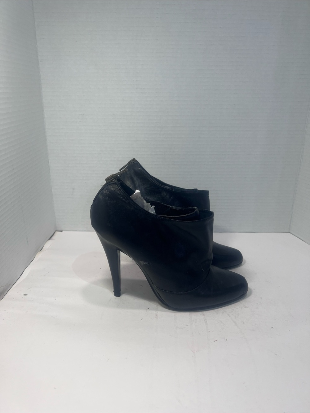 Steven By Steve Madden Black Leather High-Heel Ankle Booties